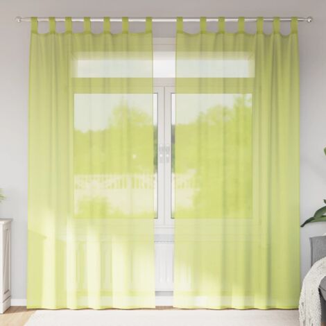 Voile Vorhänge mit Lasche 2 Stk. Apfelgrün vidaXL673561