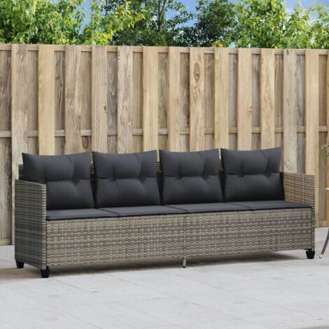 Sonnenliege mit Kissen Grau Poly Rattan vidaXL50358