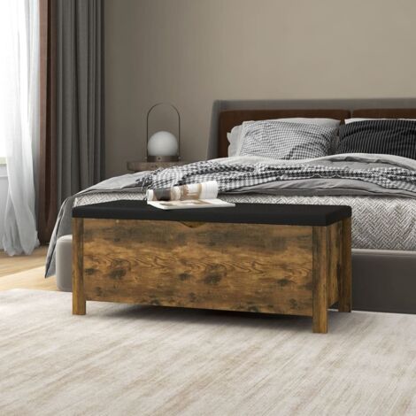 Sitzbank mit Stauraum und Kissen Räuchereiche 105x40x45cm vidaXL