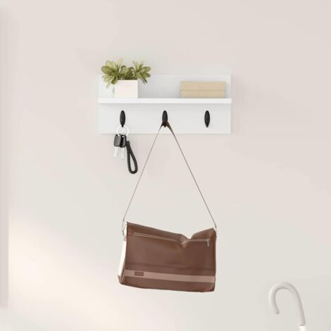 Wandmontierter Kleiderständer mit Regal Weiß 40 x 10.5 x 18 cm vidaXL