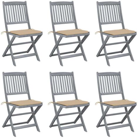 Klappbare Gartenstühle 6 Stk. mit Sitzkissen Massivholz Akazie vidaXL