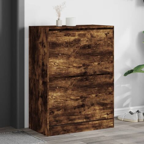 Schuhschrank mit 2 Klappen Räuchereiche 80x42x108 cm vidaXL (1/5)