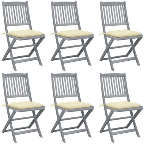 Klappbare Gartenstühle 6 Stk. mit Kissen Massivholz Akazie