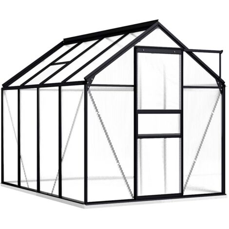 Prolenta Premium Gewächshaus mit Fundament Anthrazit Aluminium