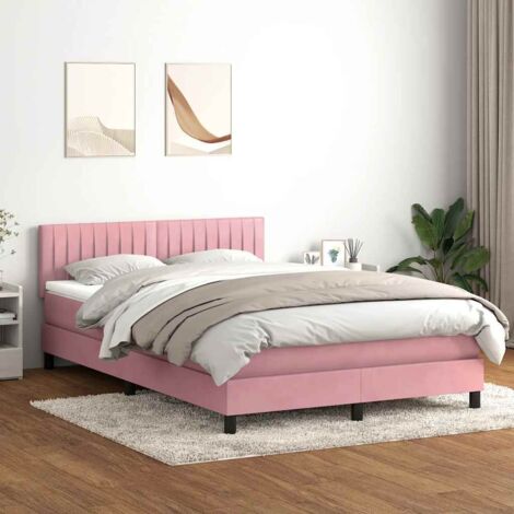 Boxspringbett mit Matratze Rosa 140x210 cm Samt vidaXL