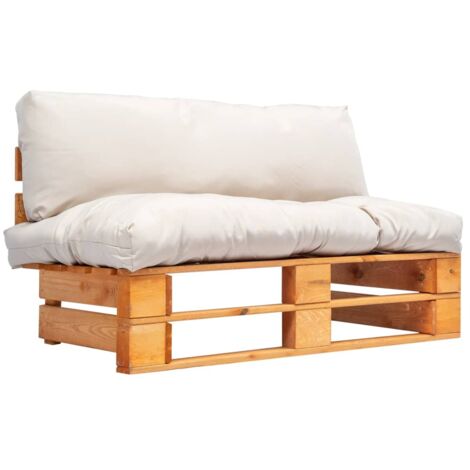 Outdoor-Sofa Paletten mit Kissen in Sandfarben Kiefernholz vidaXL