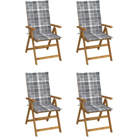 Hochlehner Verstellbar 4 Stk. mit Auflagen Massivholz Akazie vidaXL