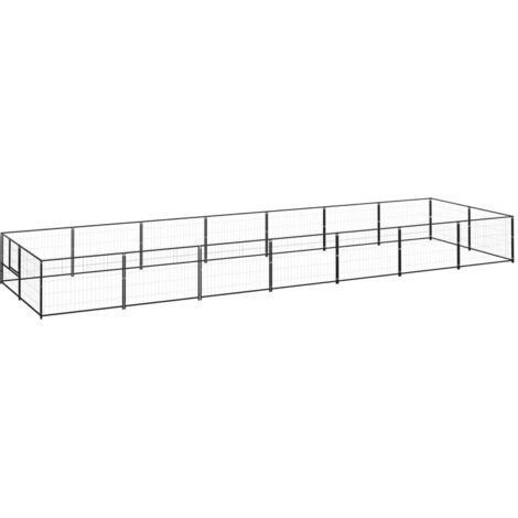 Hundezwinger Schwarz 14 m² Stahl vidaXL