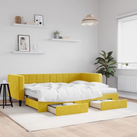 Tagesbett Ausziehbar mit Schubladen Gelb 80x200 cm Samt vidaXL