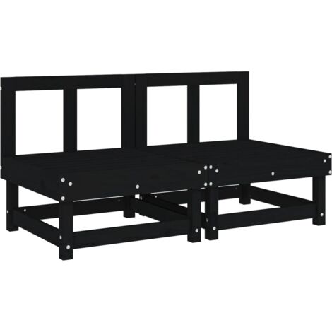 Garten-Mittelsofas 2 Stk. Schwarz Massivholz Kiefer vidaXL