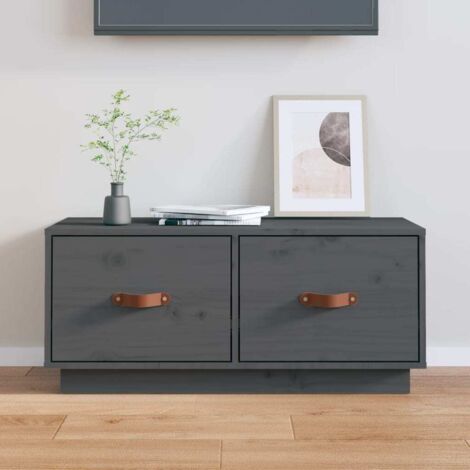 TV-Schrank Grau 80x34x35 cm Massivholz Kiefer vidaXL (1/5)