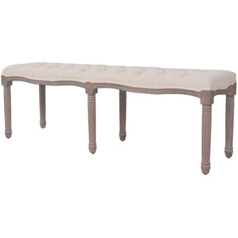 vidaXL Bank Leinen Massivholz 150 x 40 x 48 cm Cremeweiß