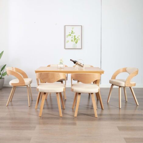 Esszimmerstühle 6 Stk. Creme Bugholz und Kunstleder vidaXL