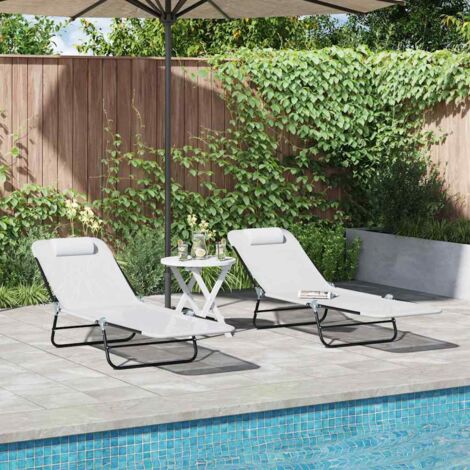 Klappbare Sonnenliege 2 pcs Creme 182 x 55 x 85,5 cm Textilene vidaXL