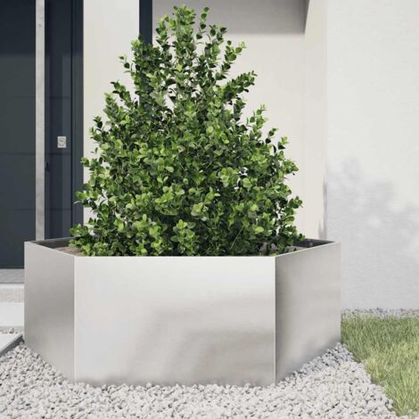 Pflanzkübel Sechseckig 138x120x45 Edelstahl vidaXL