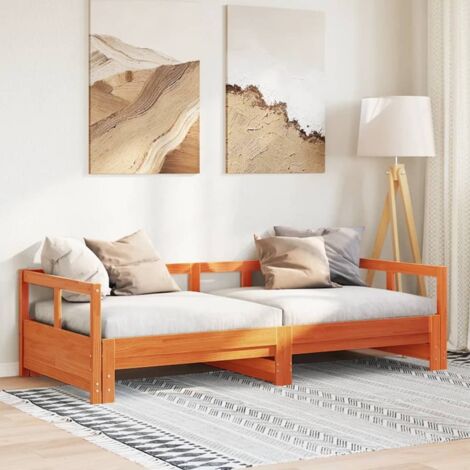 Tagesbett ohne Matratze Wachsbraun 90x200 cm Massivholz Kiefer vidaXL