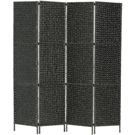 Trennwand 4 Paneele Schwarz 154x160 cm Wasserhyazinthe