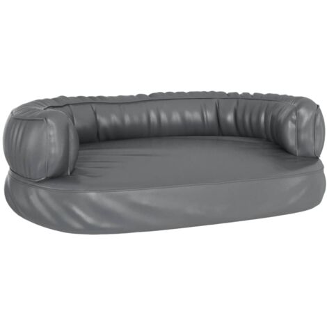 Hundebett Ergonomisch Schaumstoff Grau 60x42 cm Kunstleder vidaXL