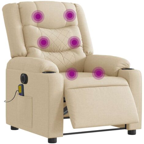 Massagesessel Elektrisch Creme Stoff vidaXL