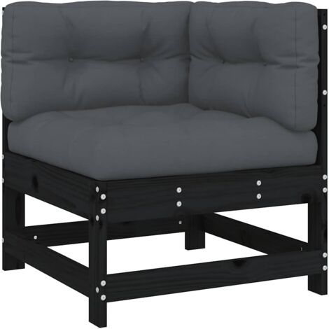 Ecksofa mit Kissen Schwarz Massivholz Kiefer vidaXL