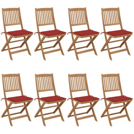 Klappbare Gartenstühle 8 Stk. mit Kissen Massivholz Akazie vidaXL