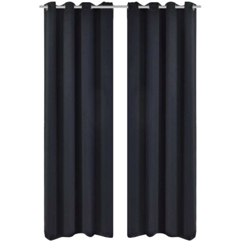 Verdunkelungsvorhänge 2 Stk. mit Metallösen 135x175 cm Schwarz vidaXL