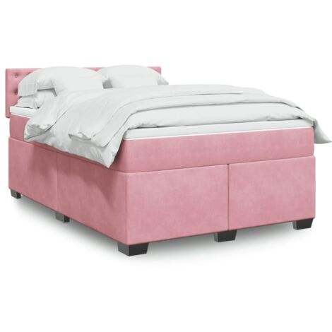 Boxspringbett mit Matratze Dunkelrosa 140x200 cm Samt vidaXL (1/5)