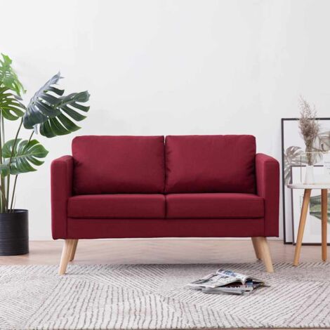 2-Sitzer-Sofa Stoff Weinrot vidaXL