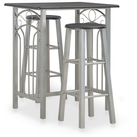 vidaXL 3-tlg. Bar-Set Holz und Stahl Schwarz