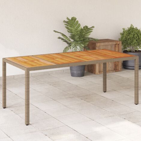 Gartentisch Beige 190x90x75 cm Poly Rattan Akazienholz vidaXL (1/5)