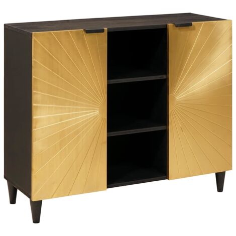 Beistellschrank mit Speicher Schwarz und Gold 90 x 33.5 x 75 cm vidaXL