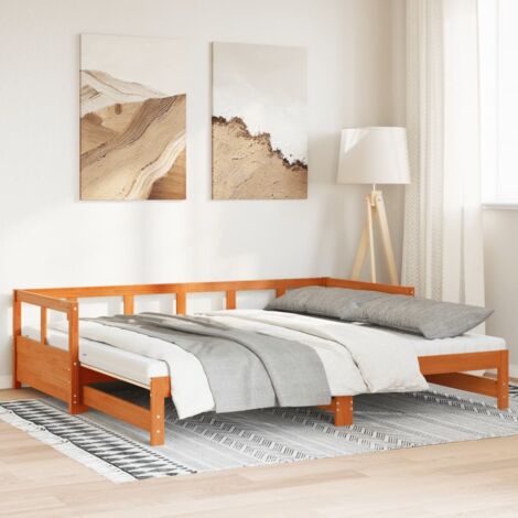 Tagesbett Ausziehbar mit Matratzen 90x190 cm Massivholz Kiefer vidaXL