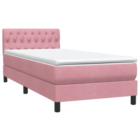 Boxspringbett mit Matratze Rosa 90x220 cm Samt vidaXL
