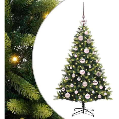 Künstlicher geflammter Weihnachtsbaum 150 LEDs Grün 120 cm vidaXL (1/5)