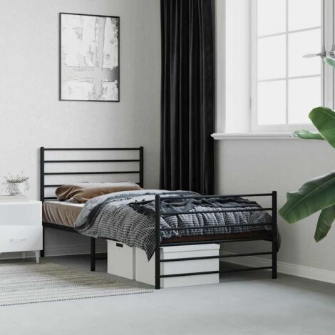 Bettgestell mit Kopf- und Fußteil Metall Schwarz 90x190 cm vidaXL (1/5)