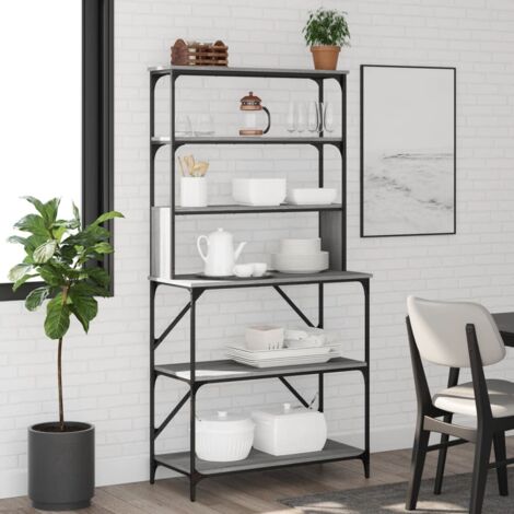 Bäckerregal 6 Fächer Grau Sonoma 90x40x180 cm Holzwerkstoff vidaXL