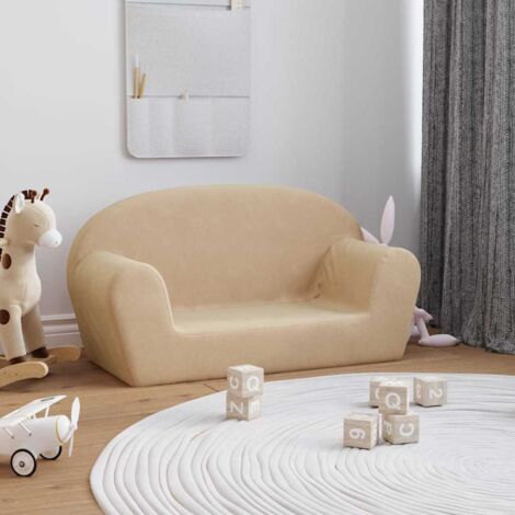 Kindersofa 2-Sitzer Creme Weicher Plüsch vidaXL389411