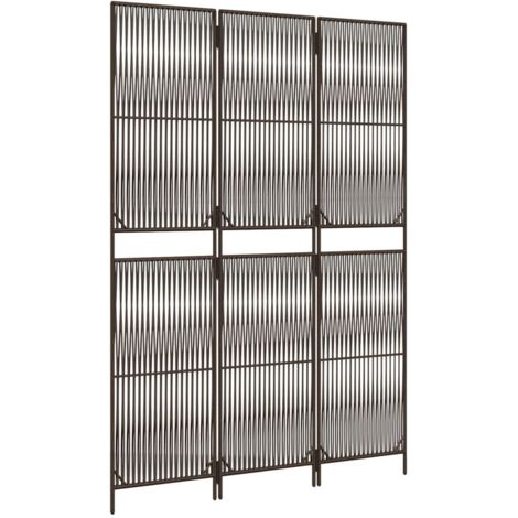 Paravent 3-tlg. Braun Poly Rattan vidaXL