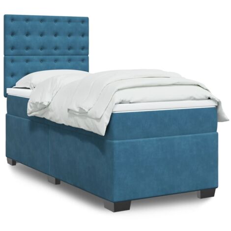 Boxspringbett mit Matratze Blau 100x200 cm Samt vidaXL