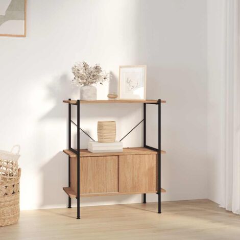 Regal mit 3 Böden und Schrank 80x40x92 cm Stahl Holzwerkstoff vidaXL