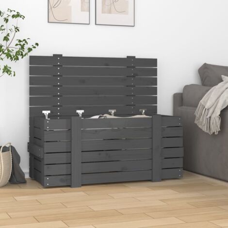 Truhe Grau 91x40,5x42 cm Massivholz Kiefer vidaXL