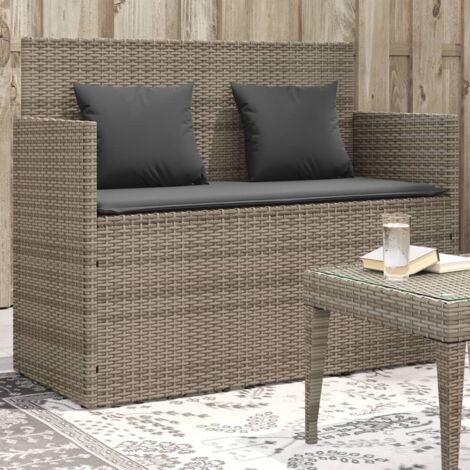 Gartenbank mit Kissen Grau Poly Rattan vidaXL97971