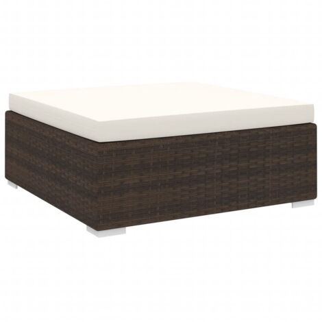 Modular-Fußhocker mit Kissen Poly Rattan Braun vidaXL