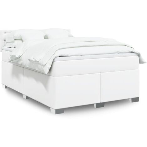 Boxspringbett mit Matratze Weiß 140x190 cm Kunstleder vidaXL