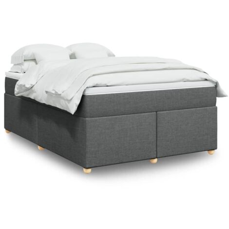 Boxspringbett mit Matratze Dunkelgrau 140x200 cm Stoff vidaXL
