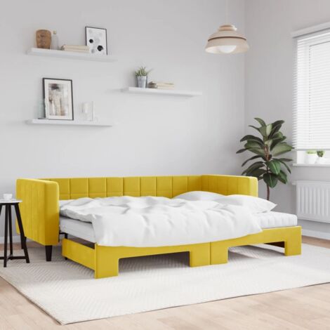 Tagesbett Ausziehbar mit Matratzen Gelb 80x200 cm Samt vidaXL