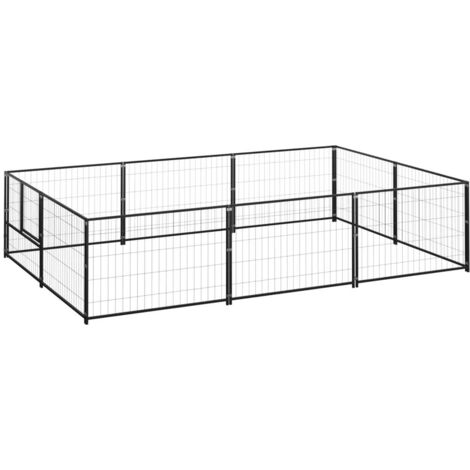 Hundezwinger Schwarz 6 m² Stahl vidaXL