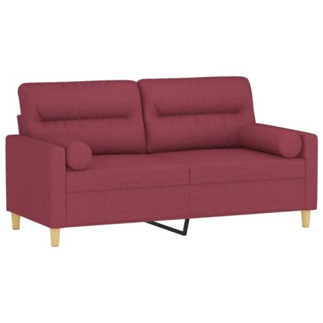2-Sitzer-Sofa mit Zierkissen Weinrot 140 cm Stoff vidaXL (1/5)