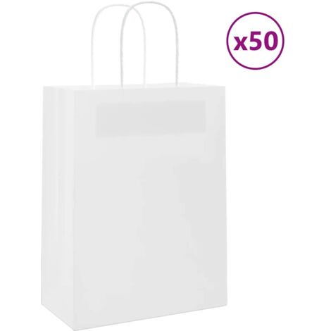 Papiertragetaschen 50 Stk. mit Henkeln Weiß 21x11x28 cm vidaXL