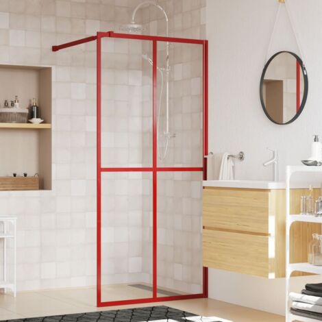 Duschwand für Begehbare Dusche mit ESG Klarglas Rot 100x195 cm vidaXL